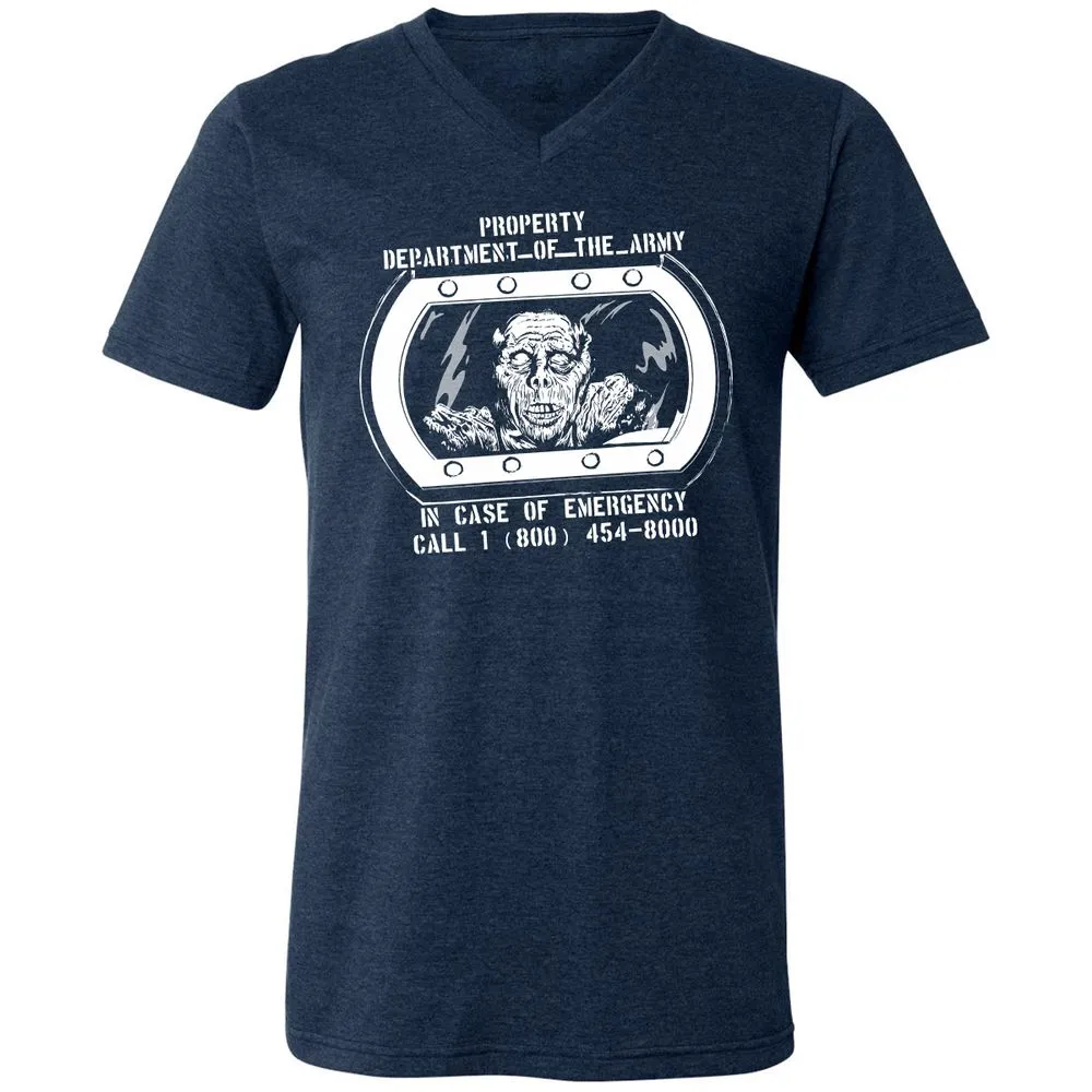 Unisex V-Neck T-Shirt - MVMGQCXR - Heather Navy - 15