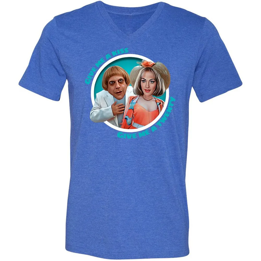 Unisex V-Neck T-Shirt - V1TWMYHN - Heather True Royal - 14