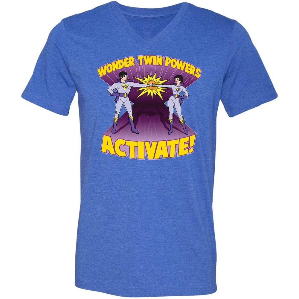 Unisex V-Neck T-Shirt - 9UG9WHZQ - Heather True Royal - 14