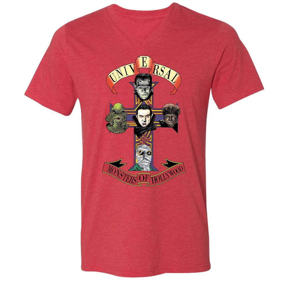 Unisex V-Neck T-Shirt - QUM8J6Q4 - Heather Red - 16