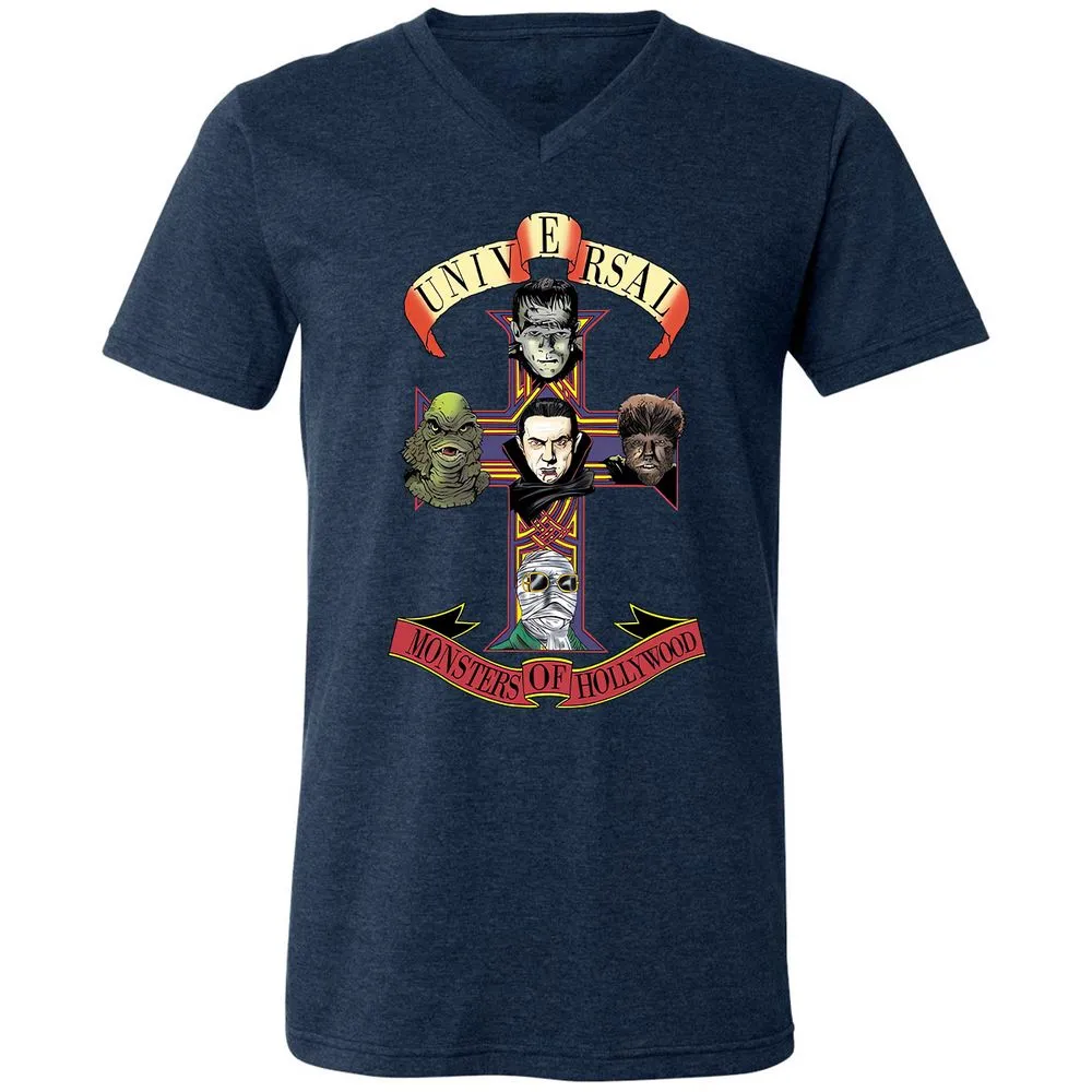Unisex V-Neck T-Shirt - QUM8J6Q4 - Heather Navy - 15