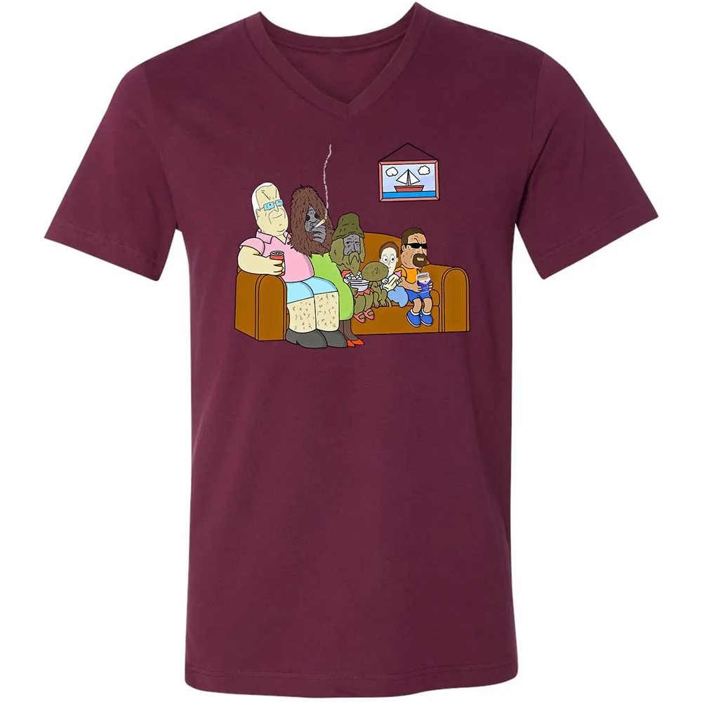 Unisex V-Neck T-Shirt - 4FZ2DKDU - Maroon - 6