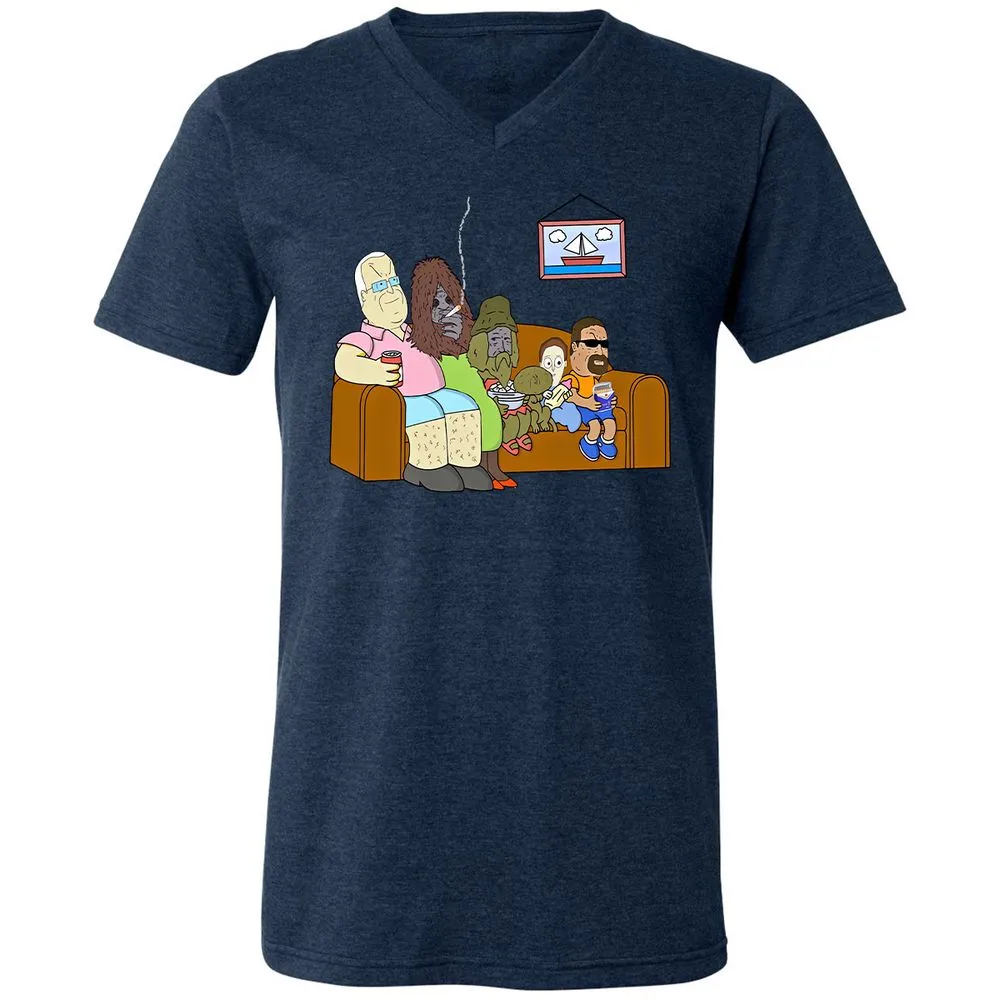 Unisex V-Neck T-Shirt - 4FZ2DKDU - Heather Navy - 15