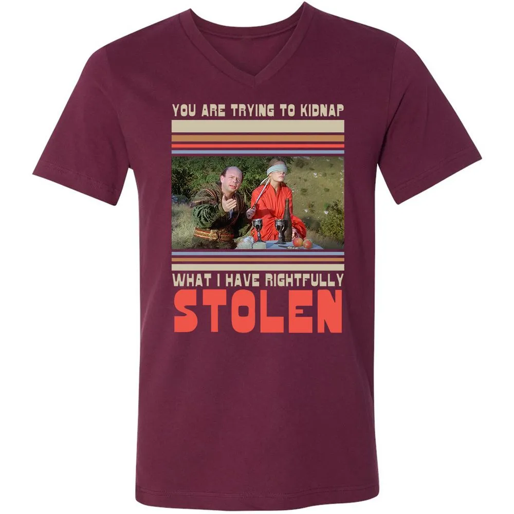 Unisex V-Neck T-Shirt - JRBGH9UD - Maroon - 6