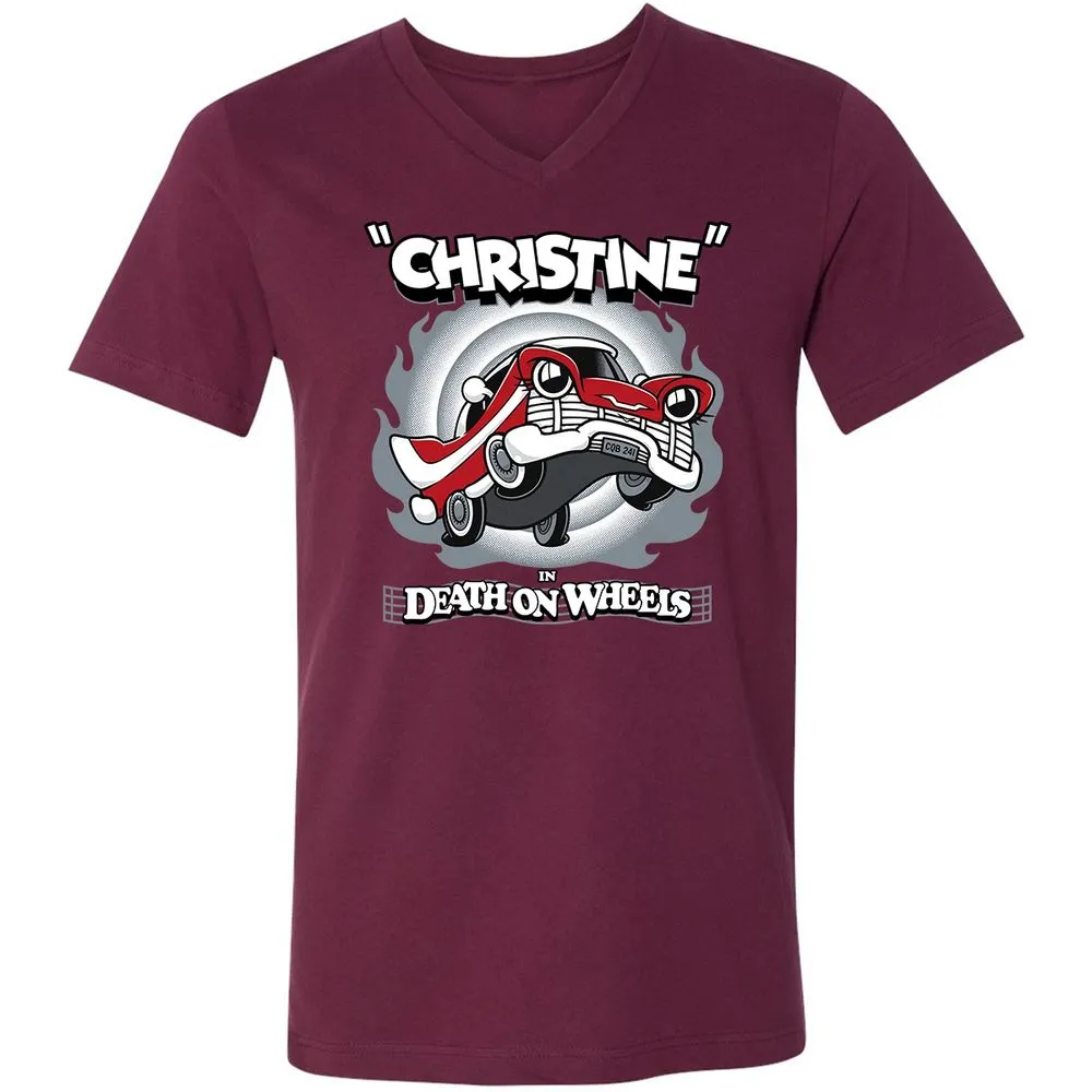 Unisex V-Neck T-Shirt - HTDZKFAT - Maroon - 6