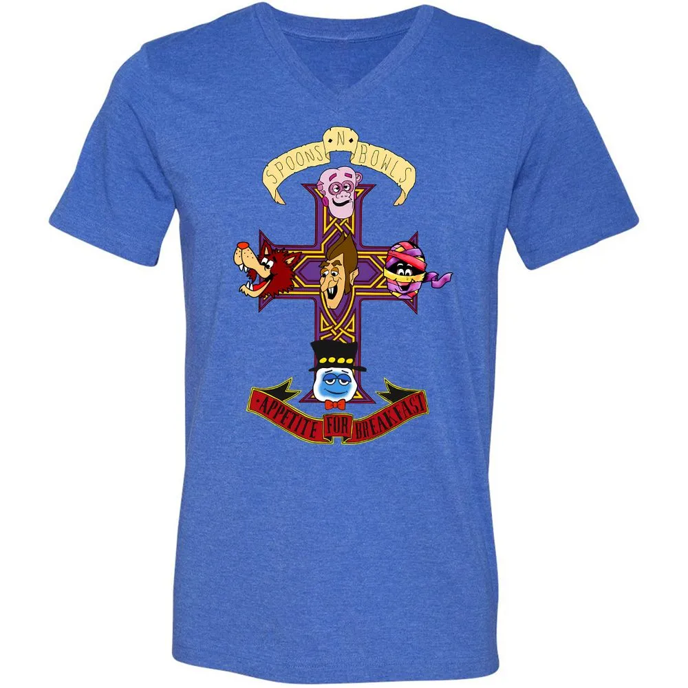 Unisex V-Neck T-Shirt - KYAQQT5S - Heather True Royal - 14