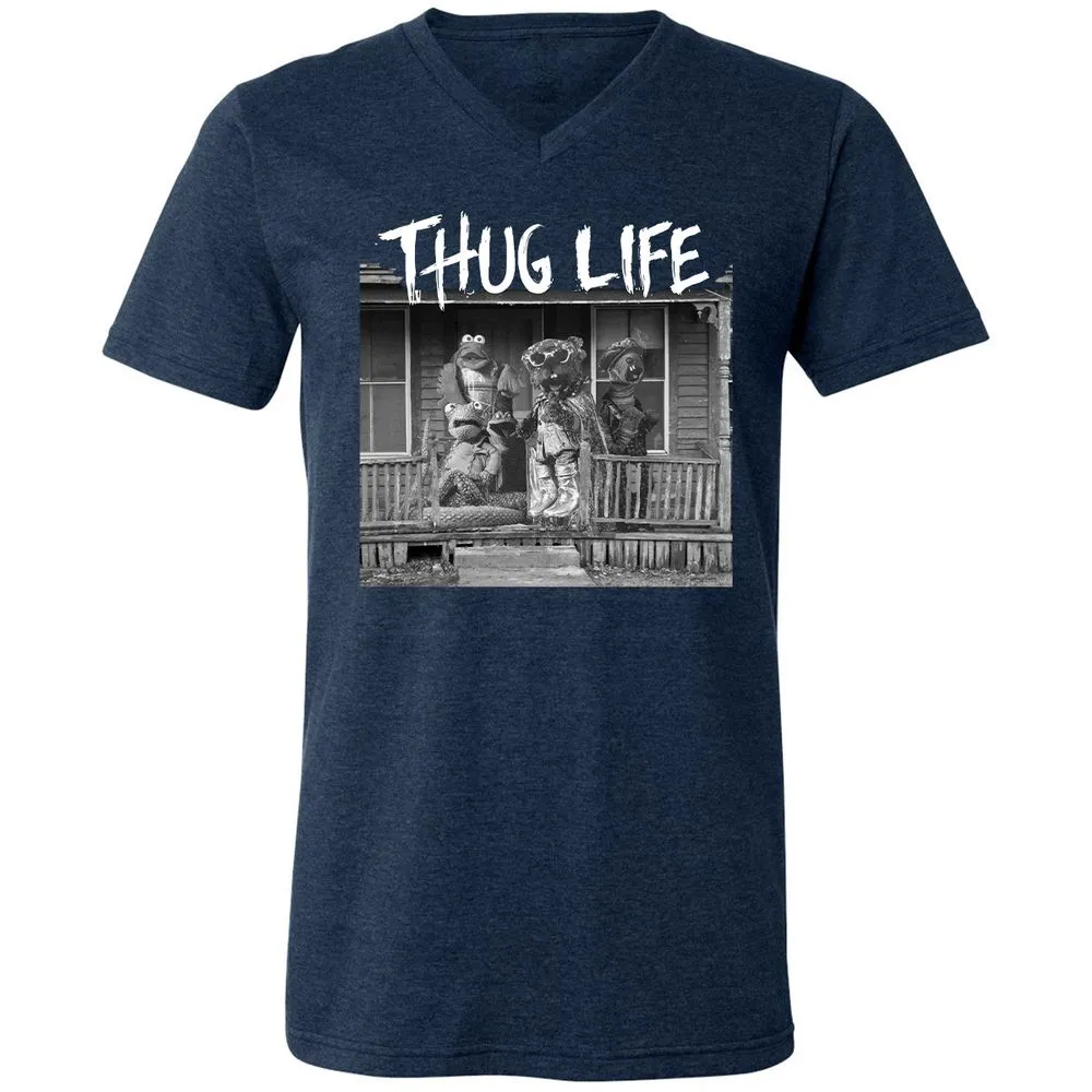 Unisex V-Neck T-Shirt - F7N6MEUM - Heather Navy - 15