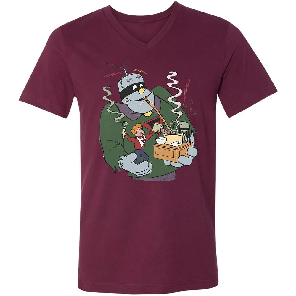 Unisex V-Neck T-Shirt - 7L8XSWLN - Maroon - 6