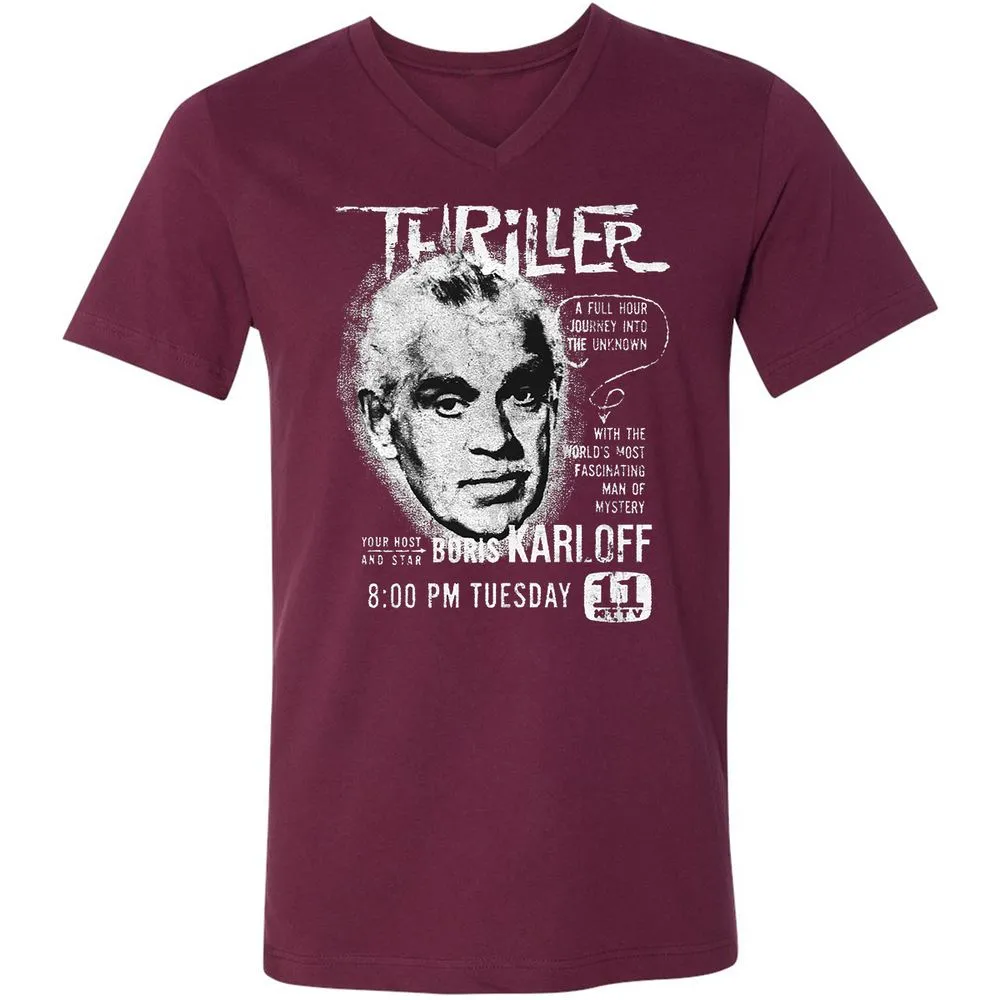 Unisex V-Neck T-Shirt - 8DGVCMHJ - Maroon - 6
