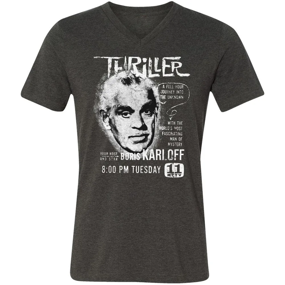Unisex V-Neck T-Shirt - 8DGVCMHJ - Dark Grey Heather - 8