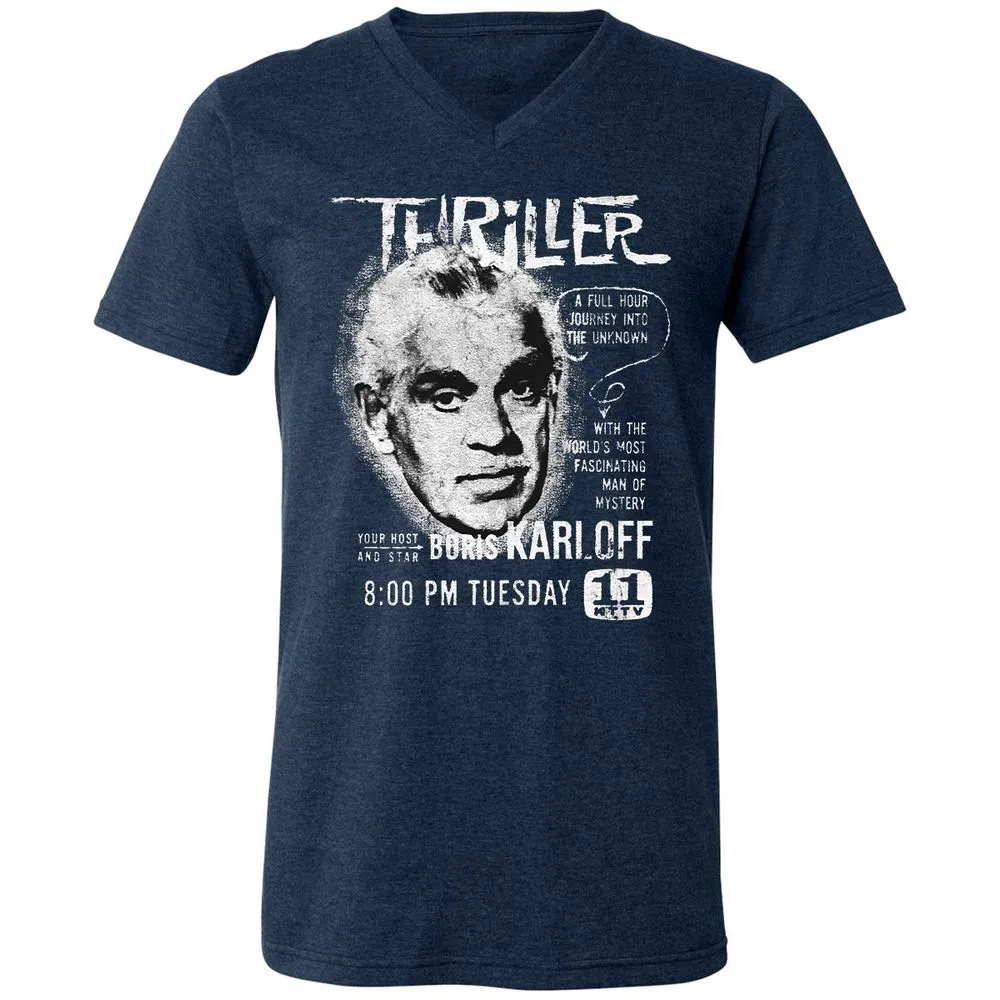 Unisex V-Neck T-Shirt - 8DGVCMHJ - Heather Navy - 15