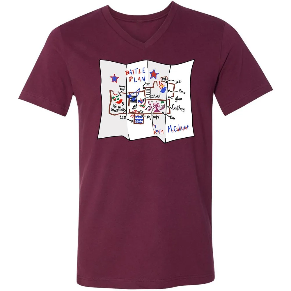 Unisex V-Neck T-Shirt - JS1J7XUR - Maroon - 6