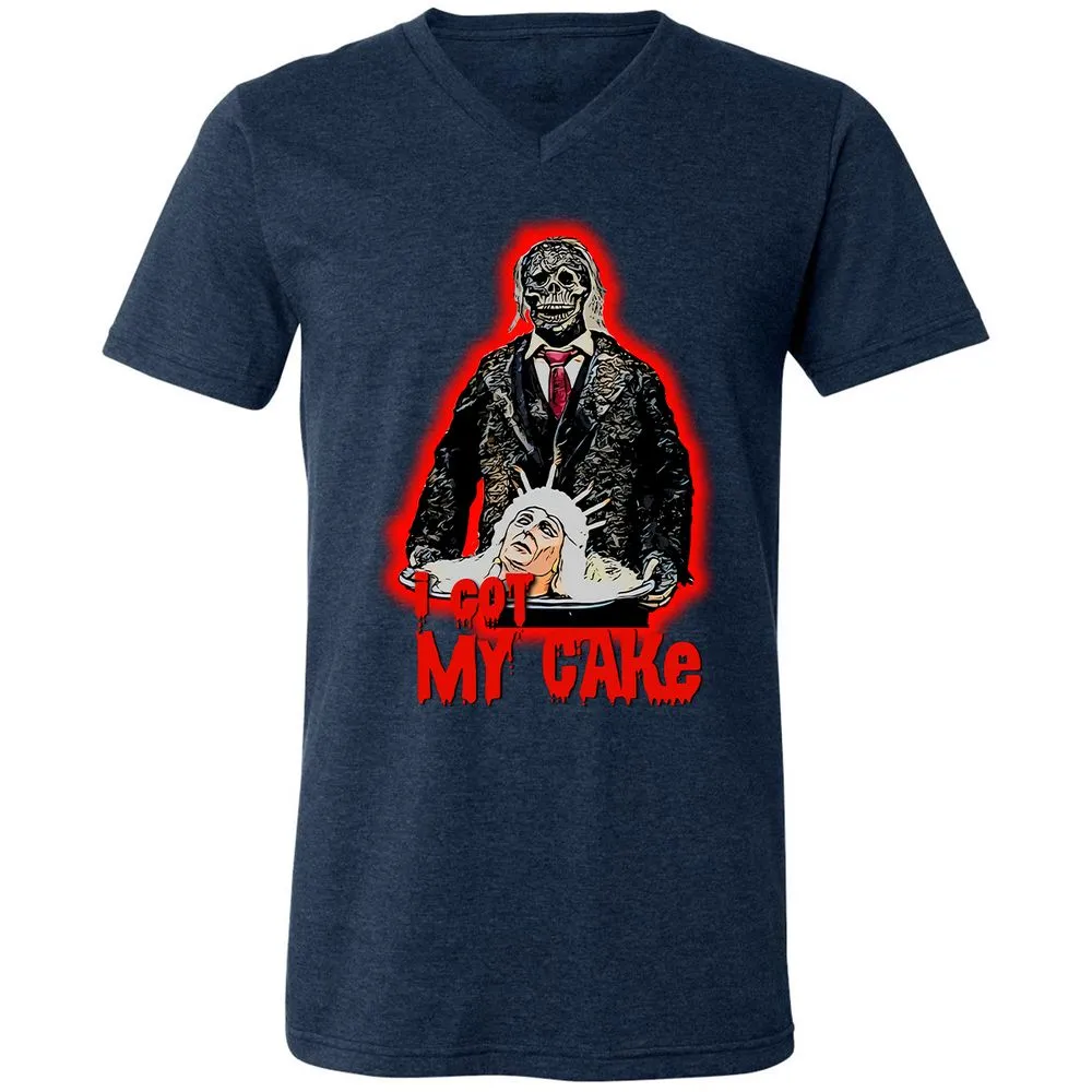 Unisex V-Neck T-Shirt - 45PAND11 - Heather Navy - 15
