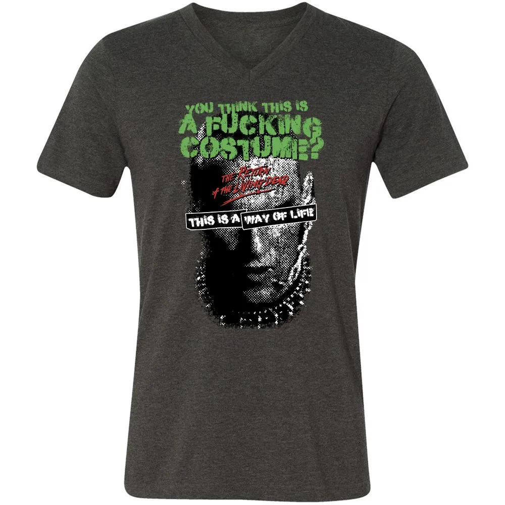 Unisex V-Neck T-Shirt - 11W3D3TT - Dark Grey Heather - 8