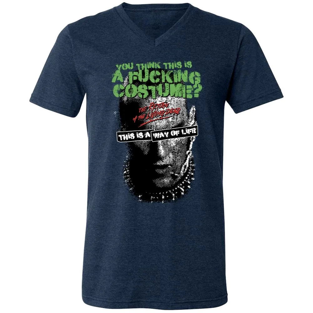 Unisex V-Neck T-Shirt - 11W3D3TT - Heather Navy - 15