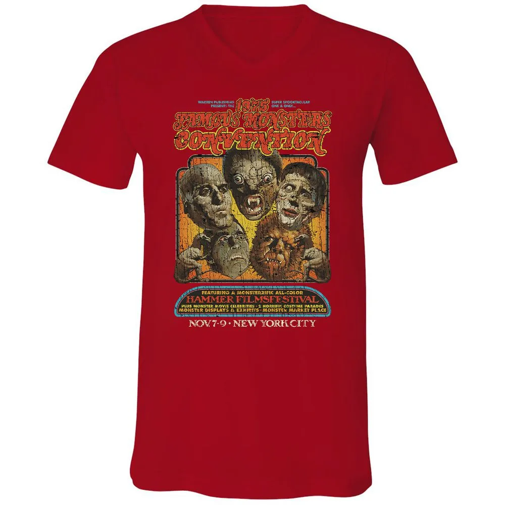 Unisex V-Neck T-Shirt - FBE9EYXH - Red - 3