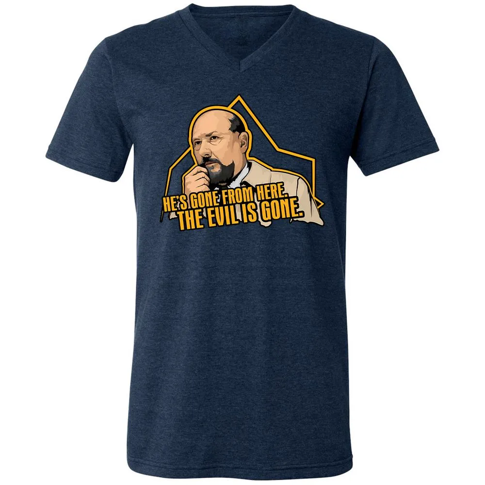 Unisex V-Neck T-Shirt - NWCRCUKM - Heather Navy - 15