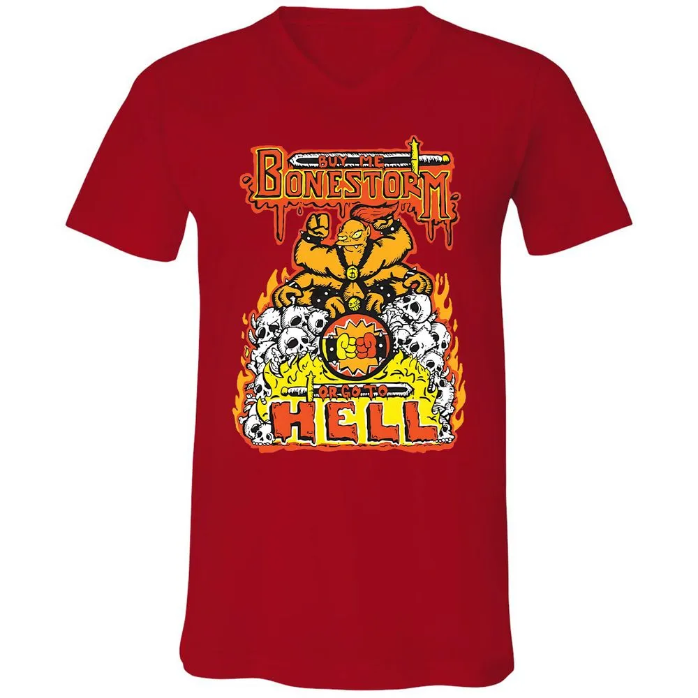 Unisex V-Neck T-Shirt - X4Y1QR2M - Red - 3