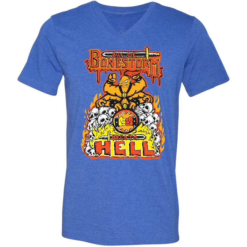 Unisex V-Neck T-Shirt - X4Y1QR2M - Heather True Royal - 14