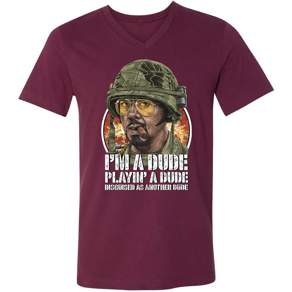Unisex V-Neck T-Shirt - 8GGWFSLJ - Maroon - 6