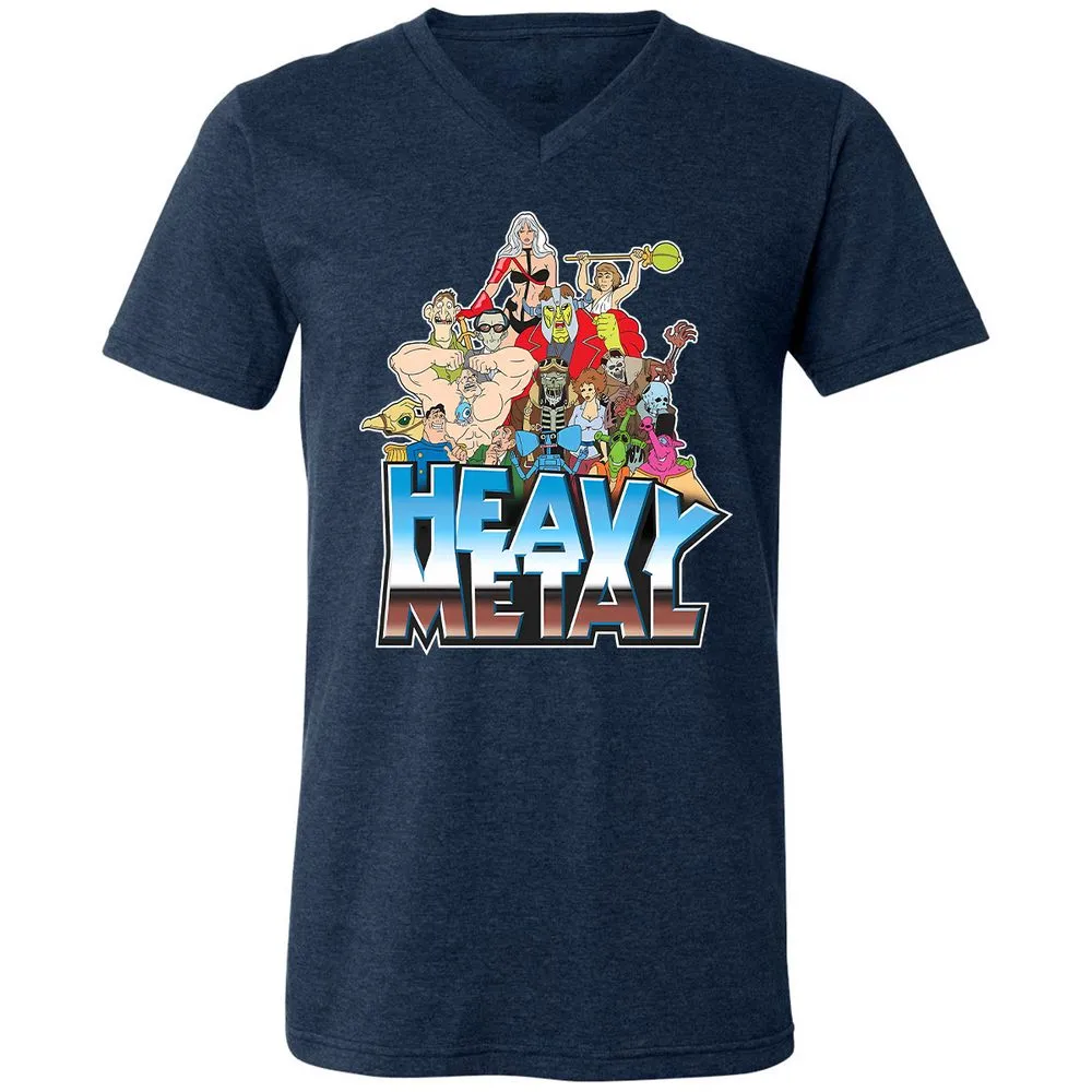 Unisex V-Neck T-Shirt - 3JWZ5VEC - Heather Navy - 15