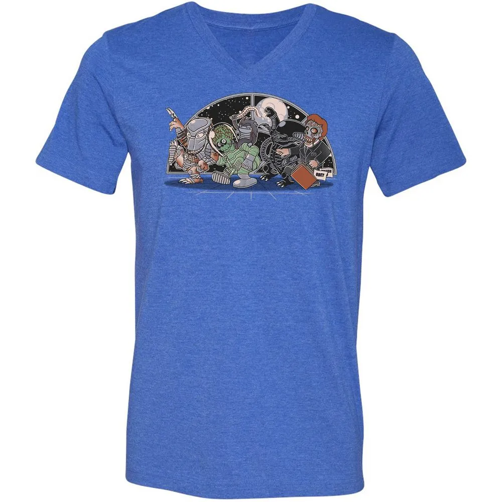 Unisex V-Neck T-Shirt - 8N4DM9Y6 - Heather True Royal - 14