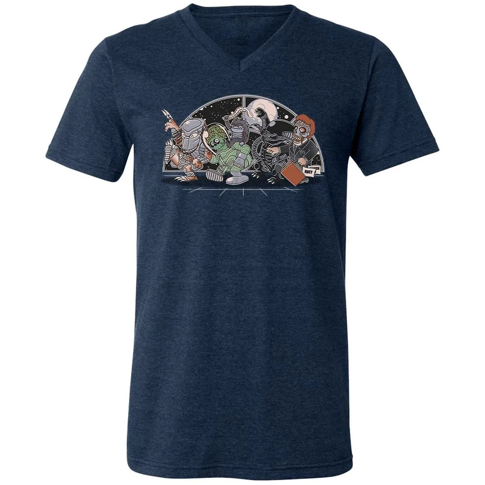 Unisex V-Neck T-Shirt - 8N4DM9Y6 - Heather Navy - 15