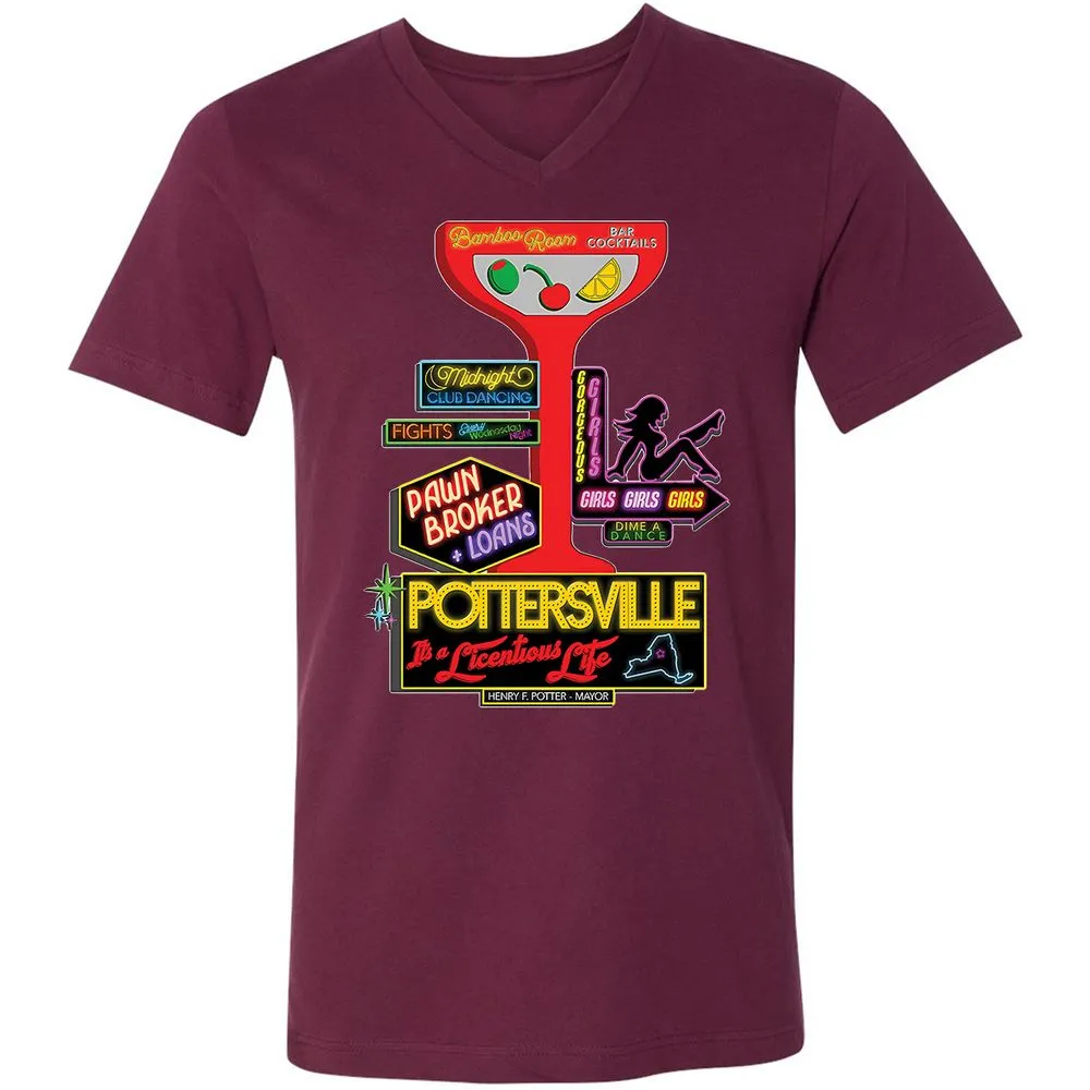Unisex V-Neck T-Shirt - HMR5XC1A - Maroon - 6