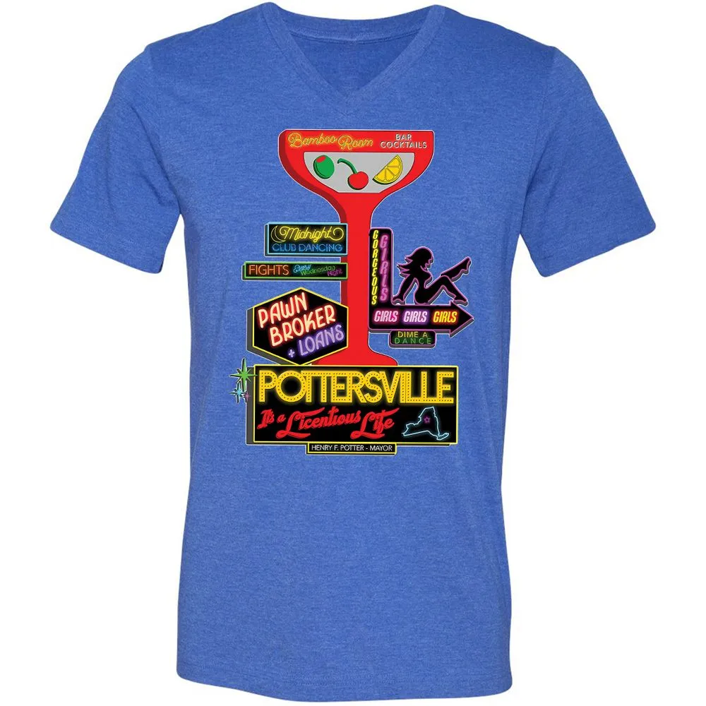 Unisex V-Neck T-Shirt - HMR5XC1A - Heather True Royal - 14