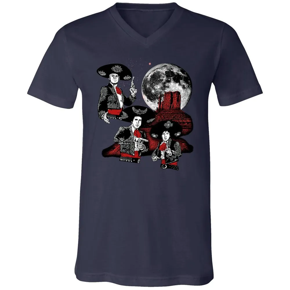 Unisex V-Neck T-Shirt - YW8XA733 - Navy - 2