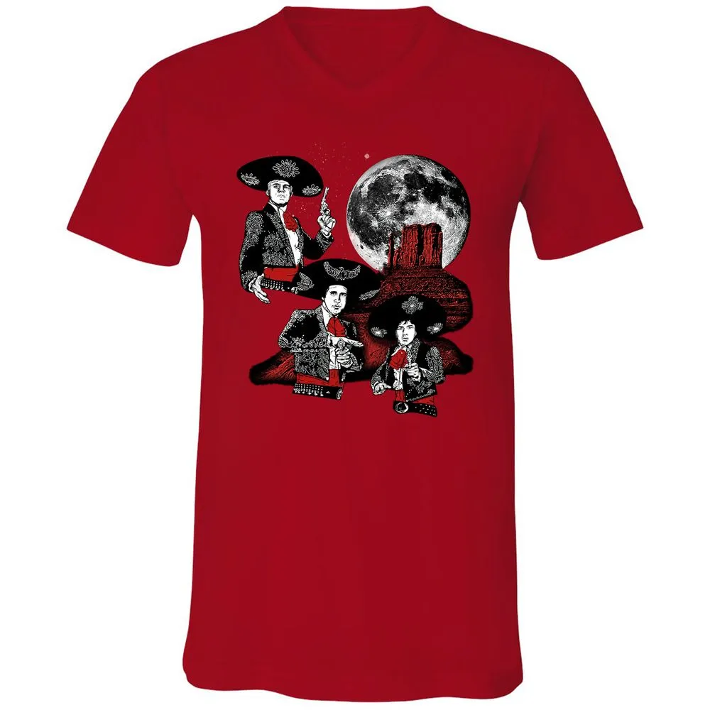 Unisex V-Neck T-Shirt - YW8XA733 - Red - 3
