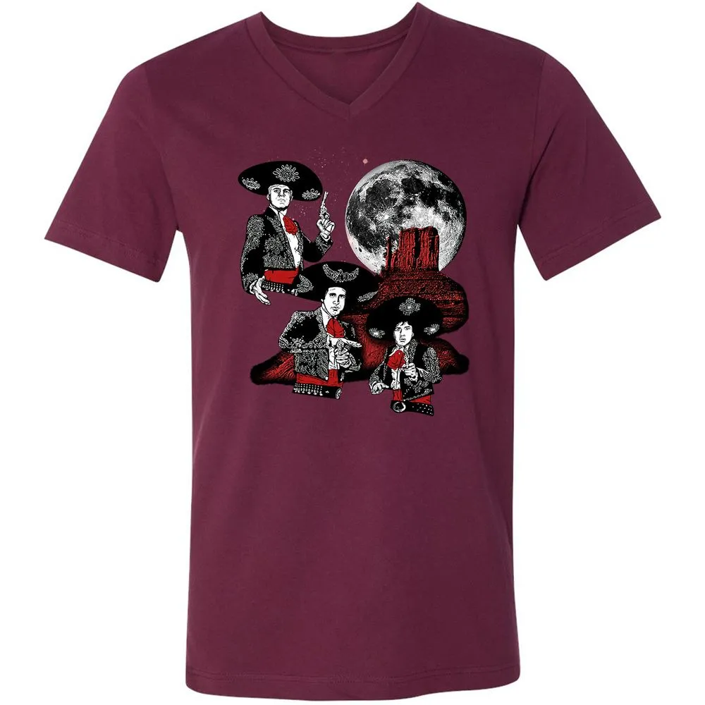 Unisex V-Neck T-Shirt - YW8XA733 - Maroon - 6