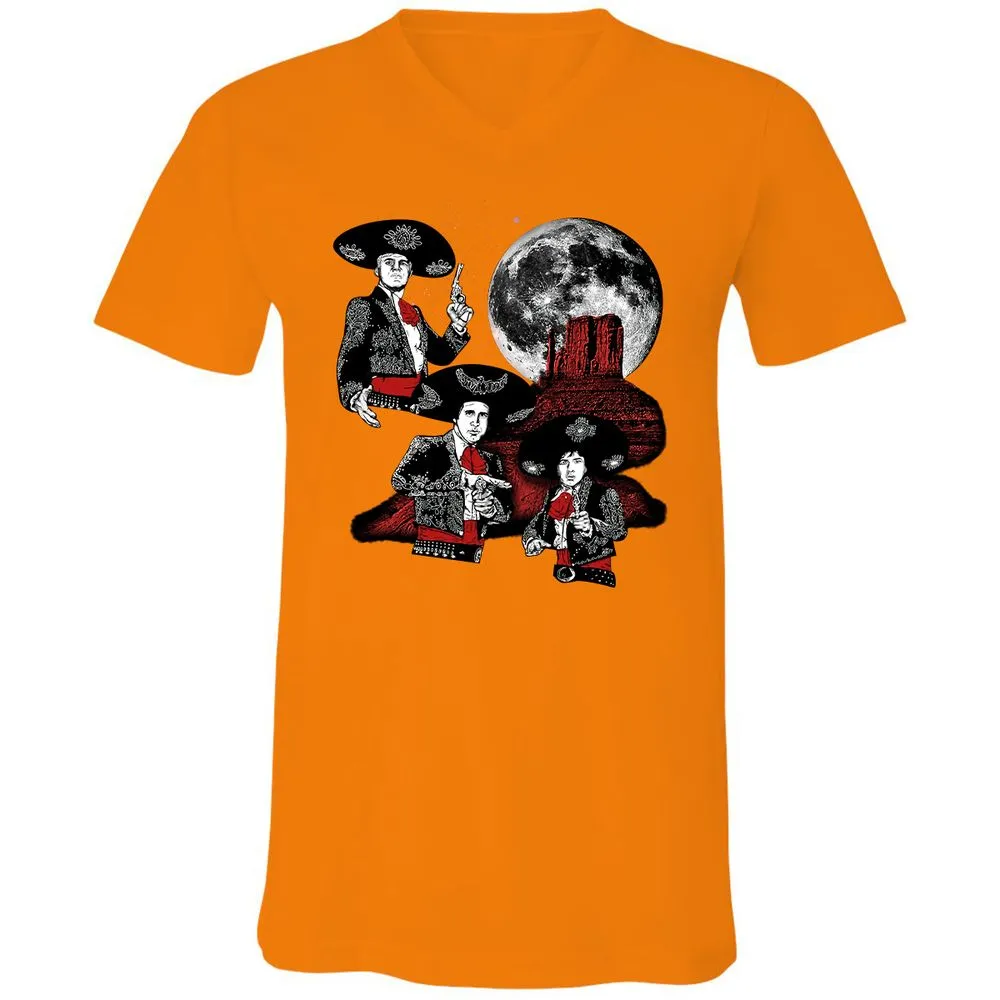 Unisex V-Neck T-Shirt - YW8XA733 - Orange - 11