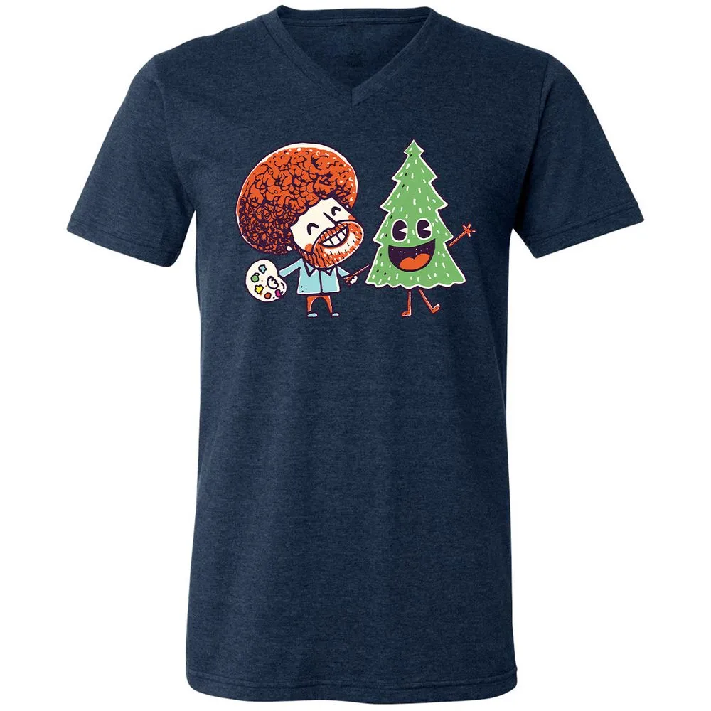 Unisex V-Neck T-Shirt - H8SKBNR3 - Heather Navy - 15
