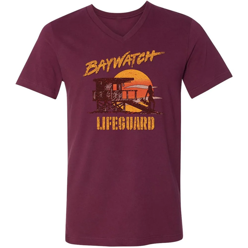 Unisex V-Neck T-Shirt - UXSYPVSZ - Maroon - 6