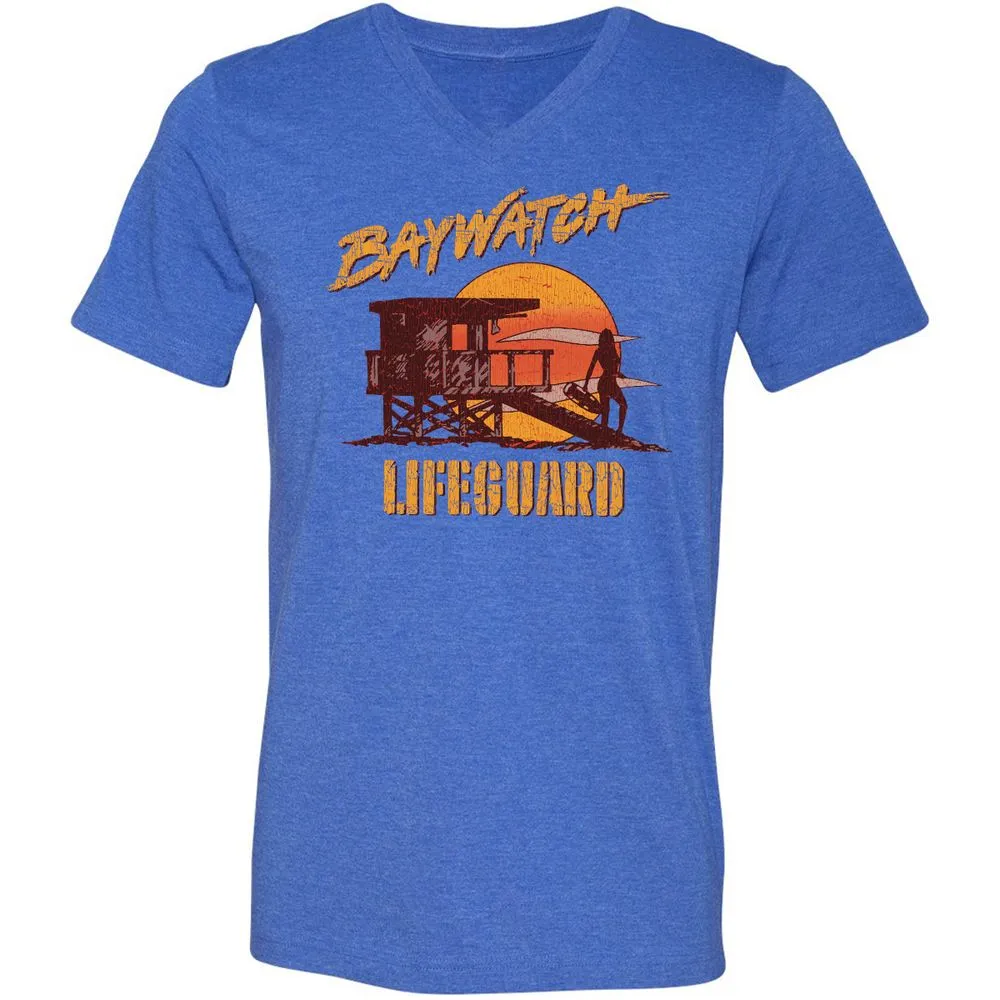 Unisex V-Neck T-Shirt - UXSYPVSZ - Heather True Royal - 14