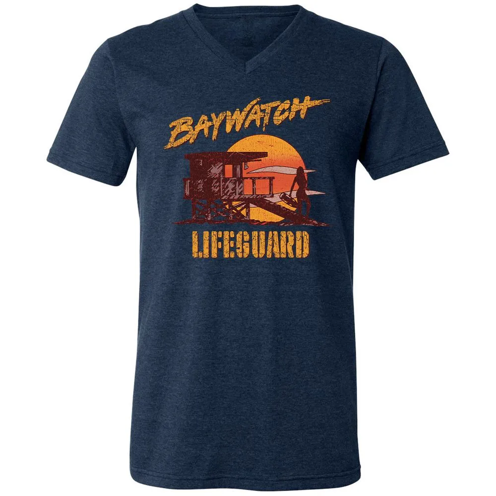 Unisex V-Neck T-Shirt - UXSYPVSZ - Heather Navy - 15