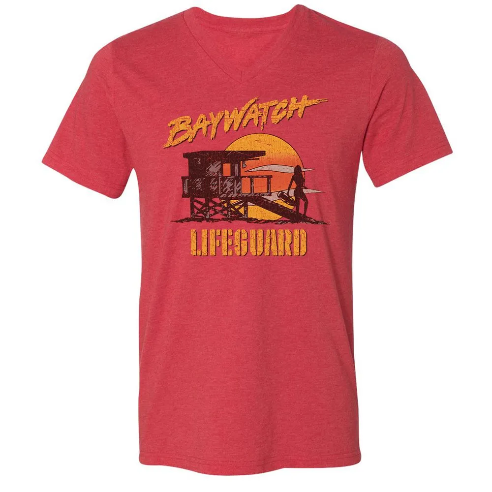 Unisex V-Neck T-Shirt - UXSYPVSZ - Heather Red - 16