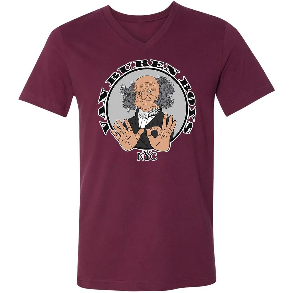 Unisex V-Neck T-Shirt - NEKEJSL3 - Maroon - 6