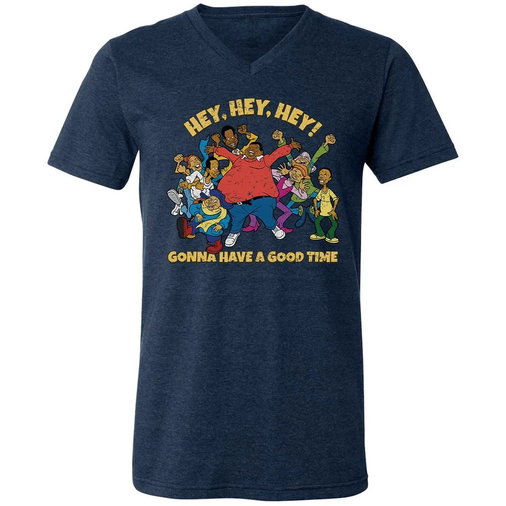 Unisex V-Neck T-Shirt - F5NE3V8L - Heather Navy - 15