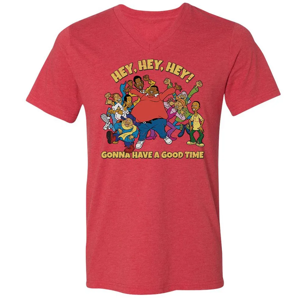 Unisex V-Neck T-Shirt - F5NE3V8L - Heather Red - 16
