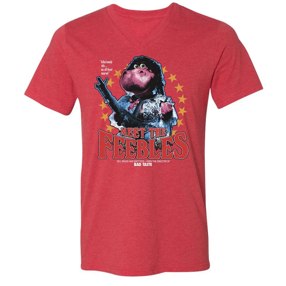 Unisex V-Neck T-Shirt - FVD1AQVM - Heather Red - 16