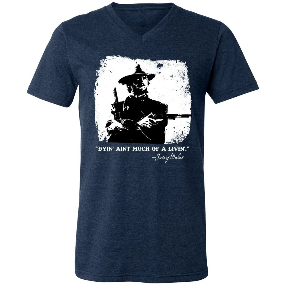 Unisex V-Neck T-Shirt - DACP7D2L - Heather Navy - 15
