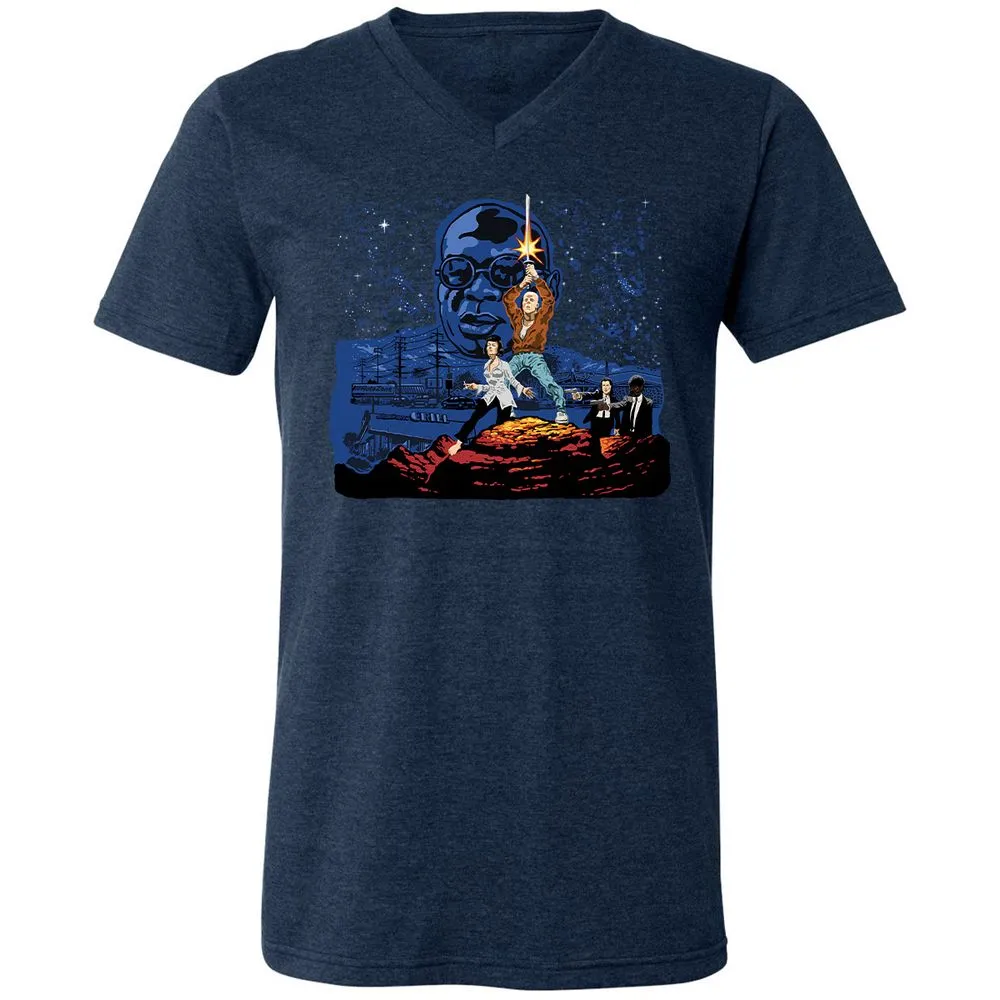 Unisex V-Neck T-Shirt - A5RHDVZQ - Heather Navy - 15
