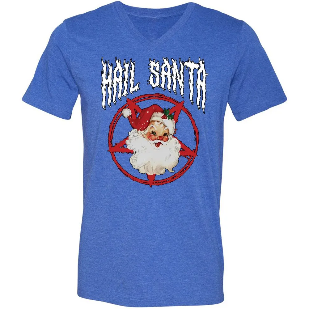 Unisex V-Neck T-Shirt - 1VNTQMZR - Heather True Royal - 14