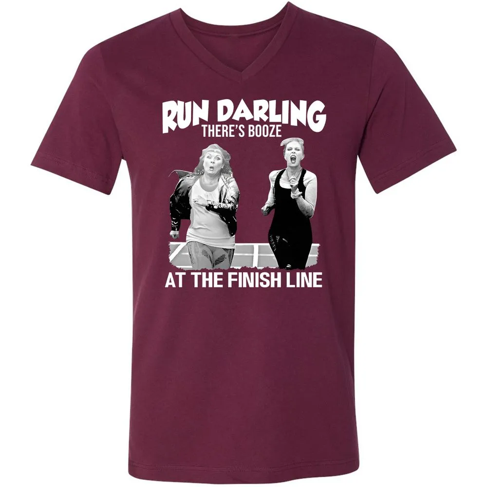 Run Darling Unisex V-Neck T-Shirt - Maroon - 6