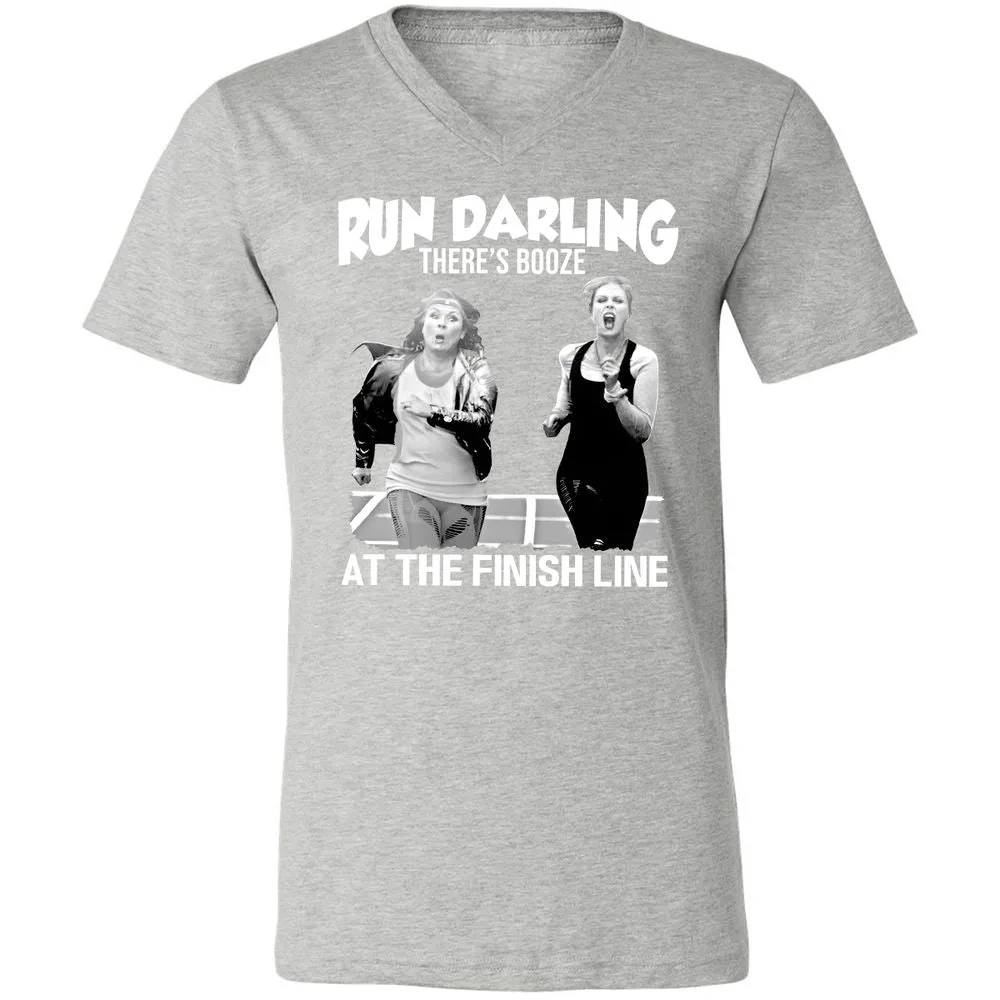 Run Darling Unisex V-Neck T-Shirt - Athletic Heather - 7