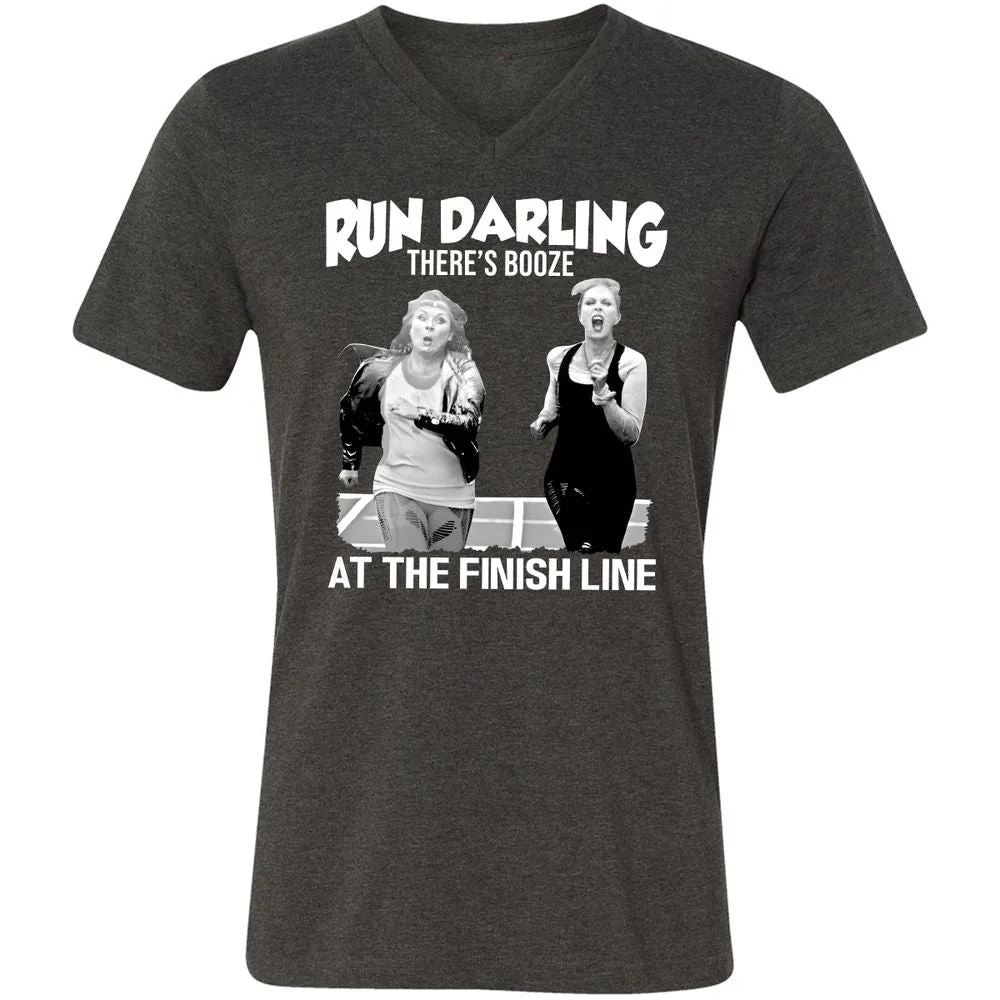 Run Darling Unisex V-Neck T-Shirt - Dark Grey Heather - 8