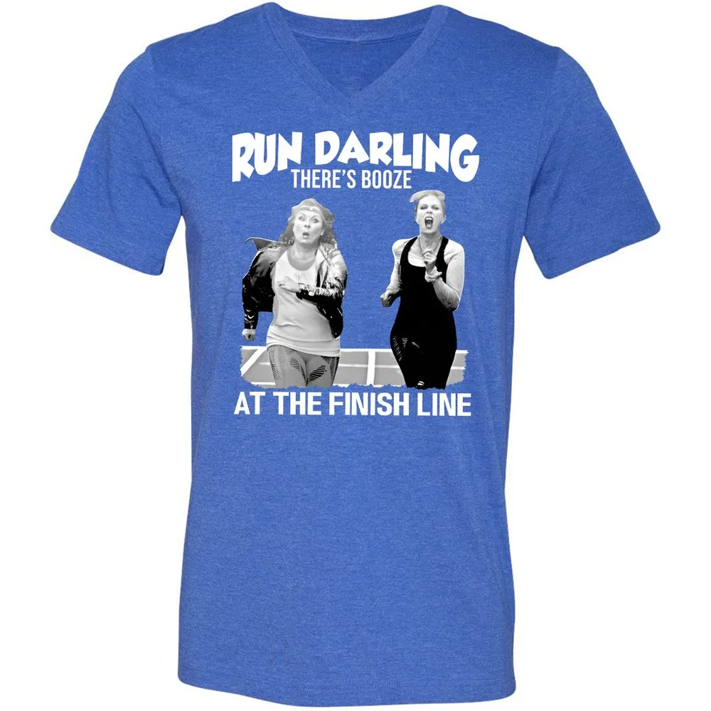Run Darling Unisex V-Neck T-Shirt - Heather True Royal - 14