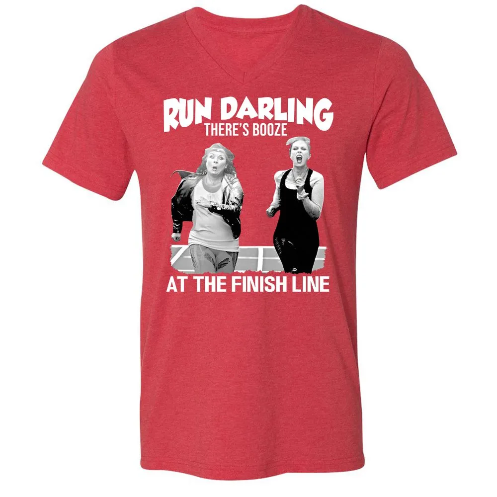 Run Darling Unisex V-Neck T-Shirt - Heather Red - 16